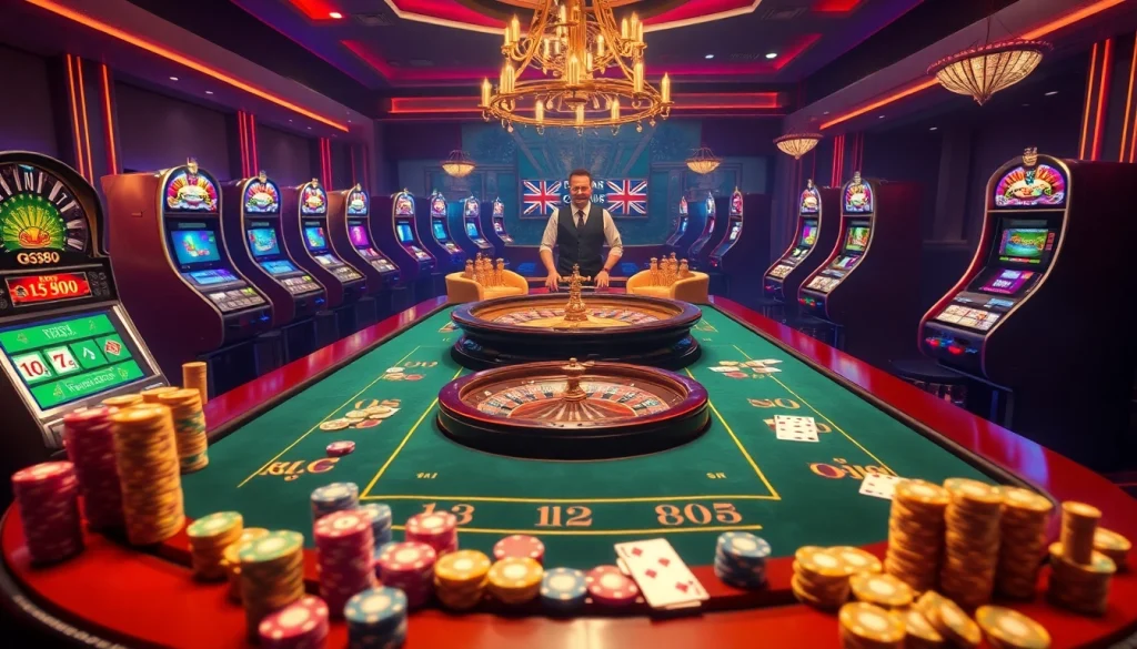 Experience the thrilling excitement of GG88 at a lively casino table, filled with colorful poker chips and a roulette wheel.