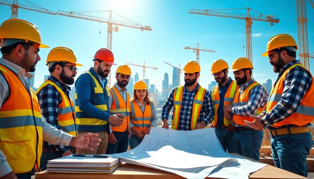 Construction professionals collaborating on a project representing the southern california contractors association efforts.