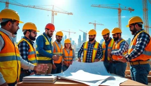 Construction professionals collaborating on a project representing the southern california contractors association efforts.