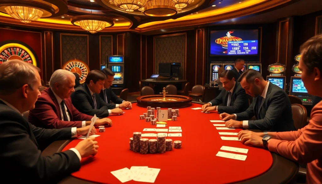 Experience the thrill of high-stakes play with xo88t3 at an elegant casino poker table.