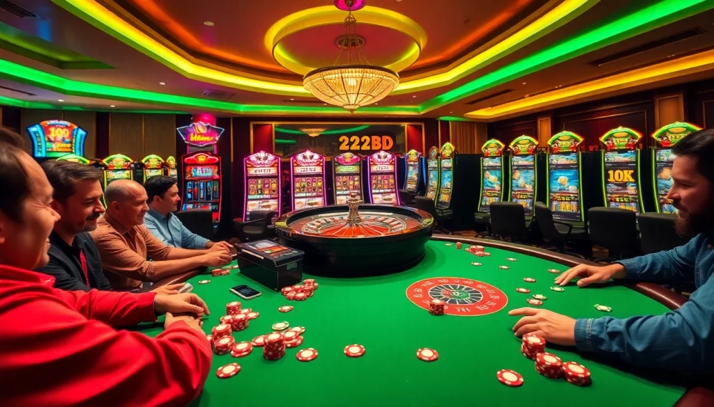 Experience the thrill of 222bd casino gaming with colorful slots and intense poker action.