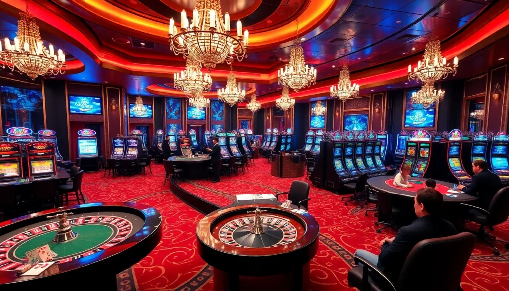 Experience the excitement of 89 bet with vibrant casino gaming scenes filled with roulette and poker.
