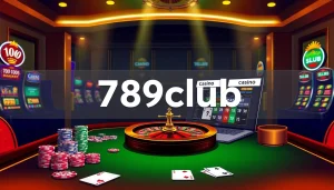 Experience the excitement of gambling at 789club with vibrant poker chips and a roulette wheel in an elegant setting.