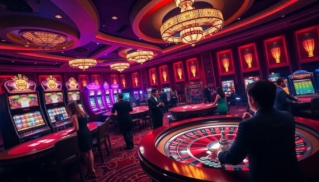 Experience the thrill of 388bet with vibrant casino visuals featuring poker tables and slot machines.