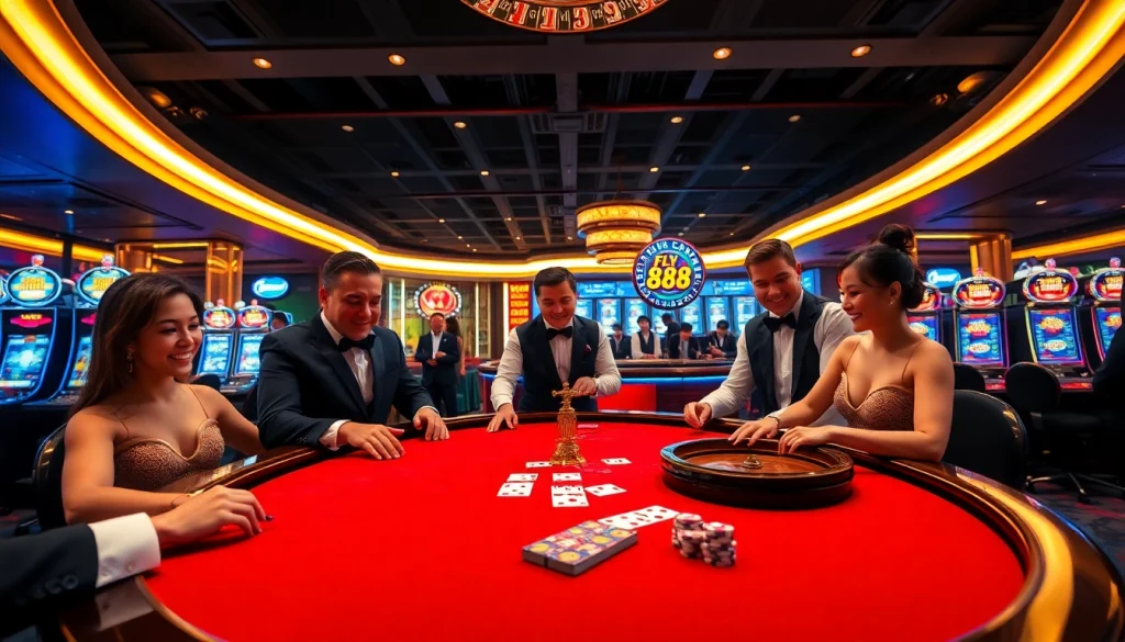 Experience thrilling gameplay at FLY88 with engaging poker games and vibrant casino machines.