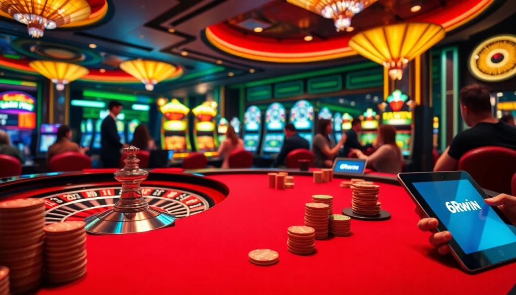 Experience thrilling gameplay at 6RWIN's luxurious casino tables and vibrant slot machines.