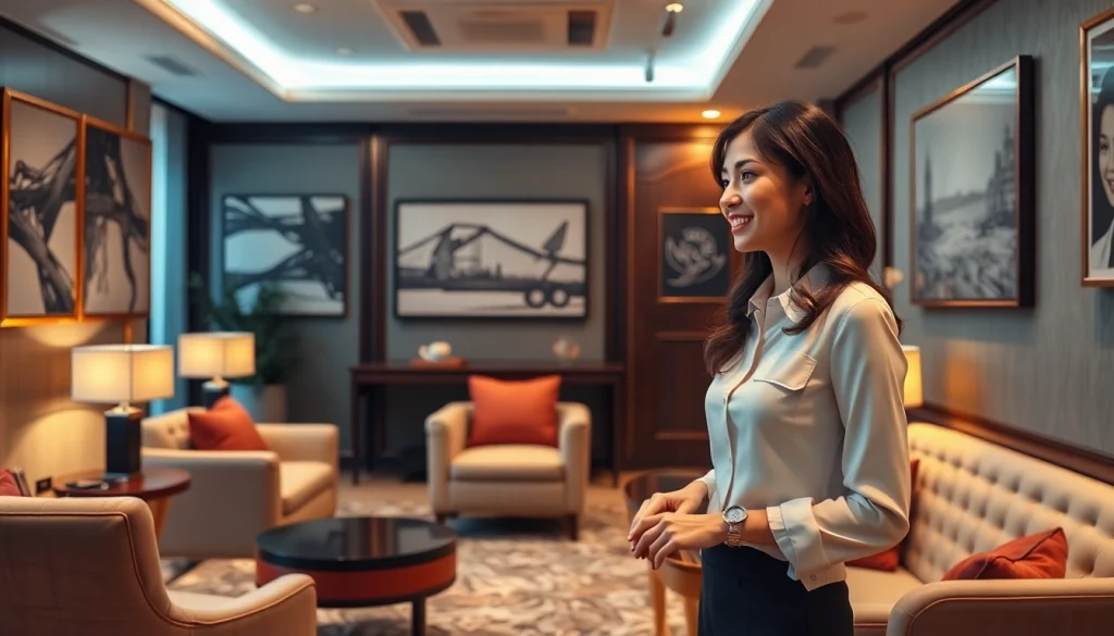 Suwon셔츠룸 featuring a stylish interior with warm lighting and a friendly manager