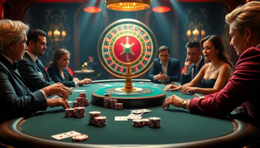 Engaged players at the poker table showcasing excitement at Nhà cái EV88 casino.