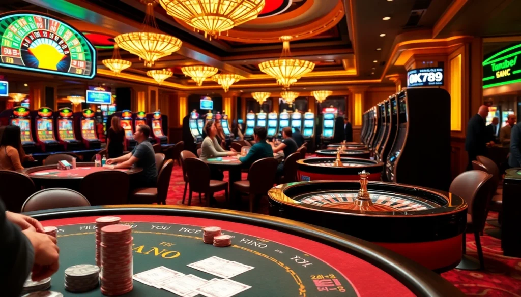 Experience the thrill of winning at ok789 com, with vibrant casino tables and excited players.