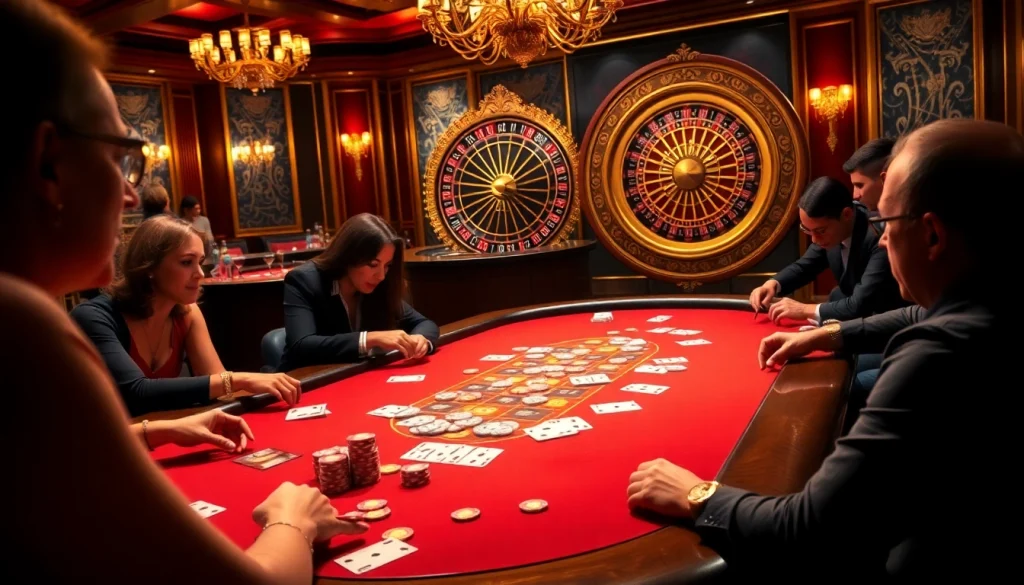 Players enjoying high-stakes poker at 79King casino with vibrant chips and cards.