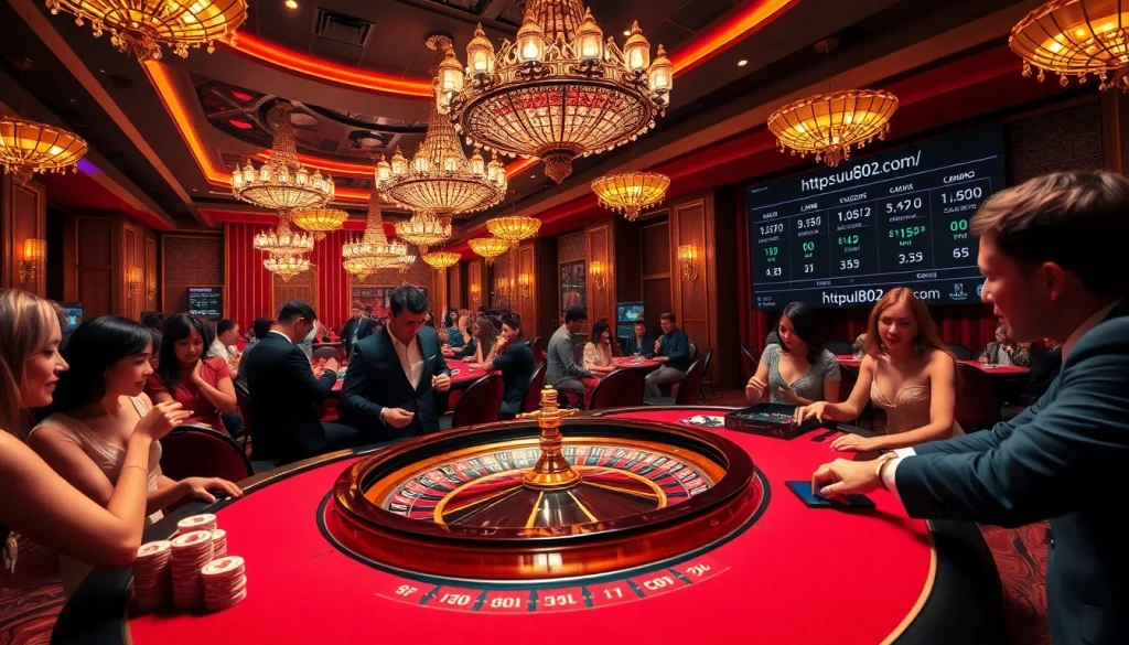 Experience thrilling gameplay at https://uu8802.com/ with a luxurious roulette table surrounded by excited players.