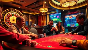 Engaged players at a luxurious poker table highlight the excitement of https://rr88.navy/ gambling.