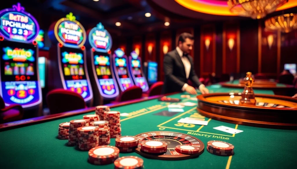 Experience the thrill of bet88 with vibrant gaming tables and exciting slot machines.