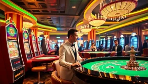 Experience thrilling gameplay at https://789club.quest/ with luxurious casino visuals featuring exciting slot machines and tables.