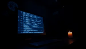 Explore the hidden wiki of the dark web, showcasing mysterious onion links and cryptic symbols in a captivating digital scene.