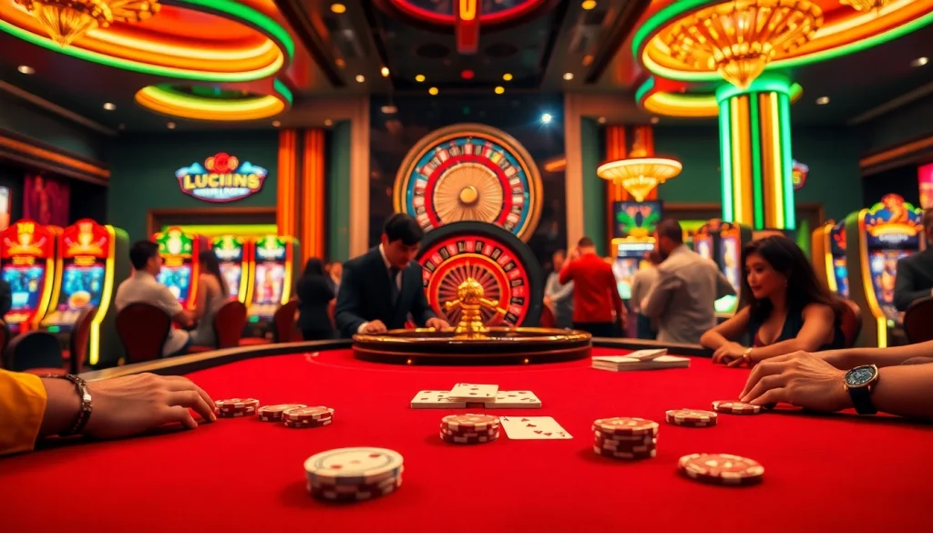 Experience the thrill of Luck8 at an elegant casino table with vibrant chips and cards.
