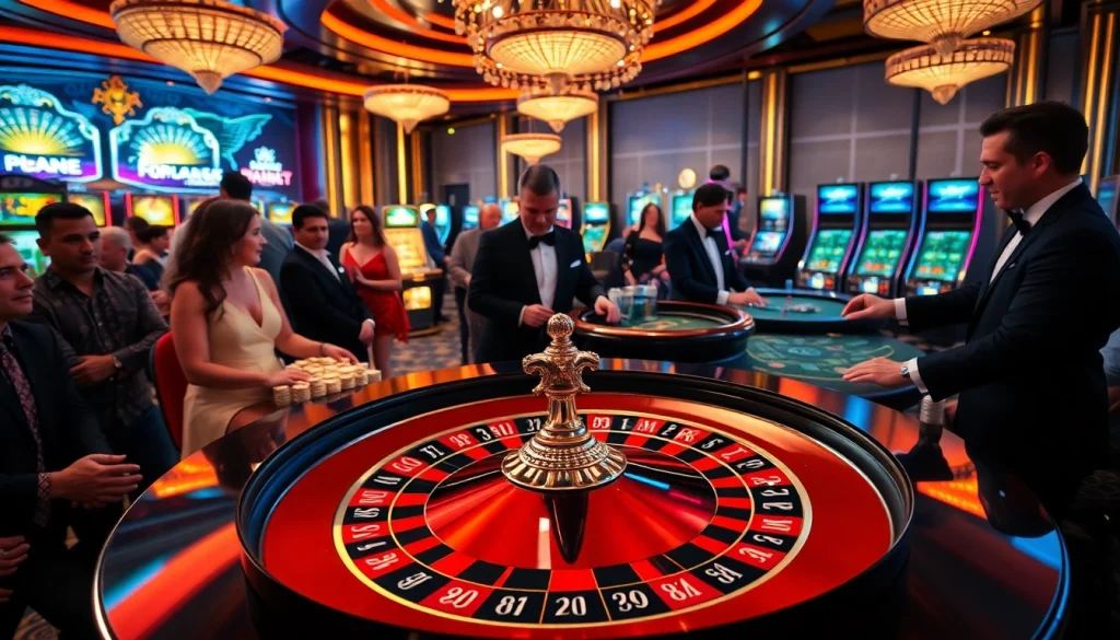 Experience the excitement of gambling at fabet.br.com with a vibrant casino scene full of action and luxury.