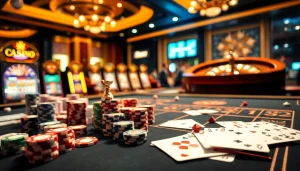 Experience thrilling games at uu88.com featuring poker chips, dice, and a vibrant roulette wheel.