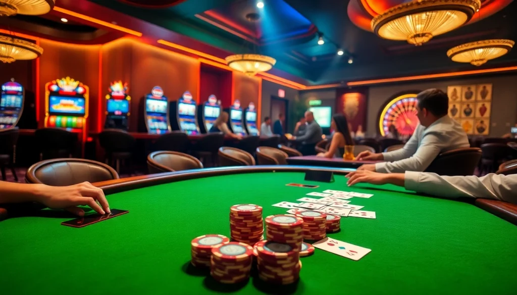 Experience thrilling poker action with GG88 at a vibrant casino table full of excitement.