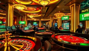 Gamblers enjoying exciting PG88 casino games at a vibrant table.