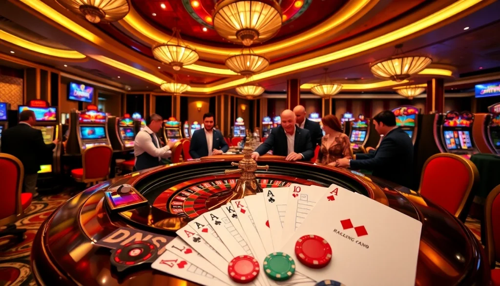 Exciting casino atmosphere at trang chủ dn88 with luxury roulette and players enjoying the game.