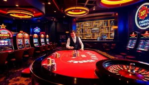 Excitement builds as players enjoy high-stakes games at DR88's luxurious casino.