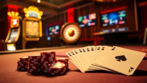 Experience the thrill of 222bd with poker chips and vibrant casino games.