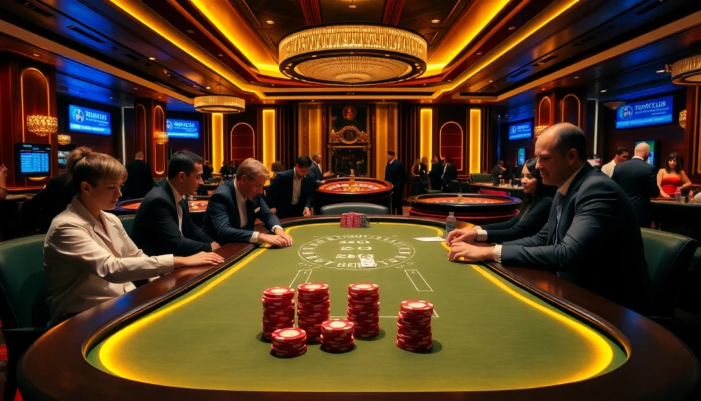 Experience thrilling high-stakes gambling at the topclub casino with elegant poker tables and vibrant games.