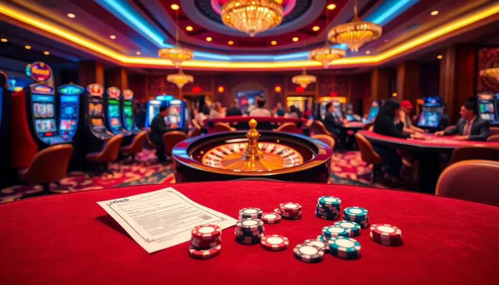 Players enjoying a thrilling game atmosphere at MM88 casino with poker chips and roulette.