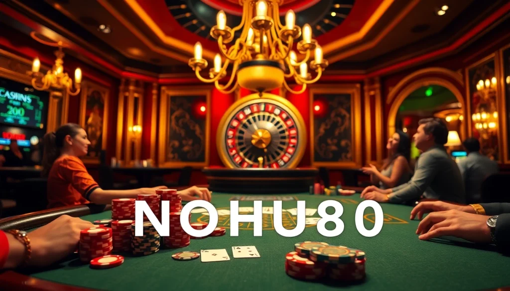 Experience the excitement of NOHU90 with luxury poker chips and a thrilling casino atmosphere.