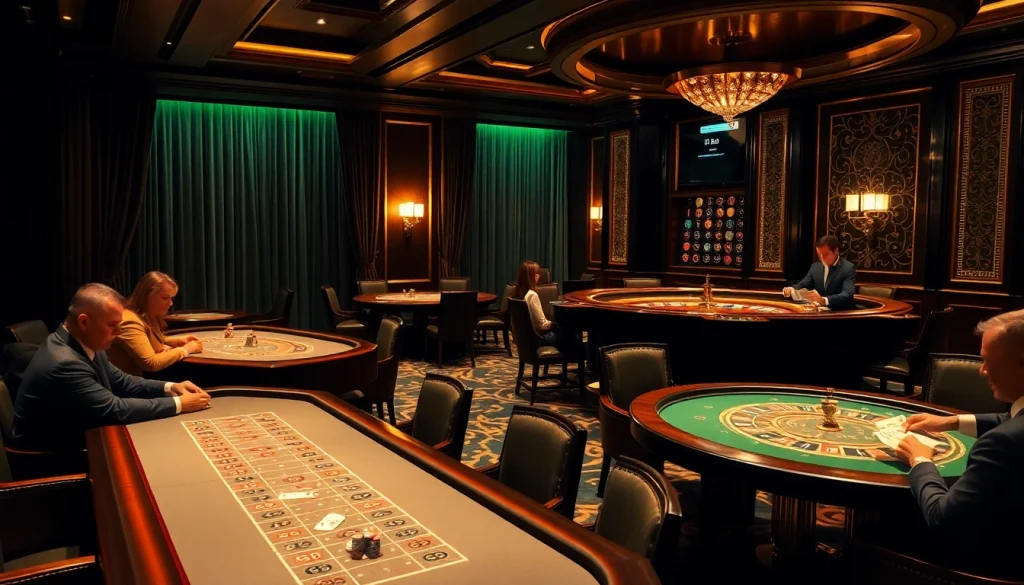 Gamblers enjoy an exciting poker game at the BL555 casino table, with vibrant chips and cards in action.