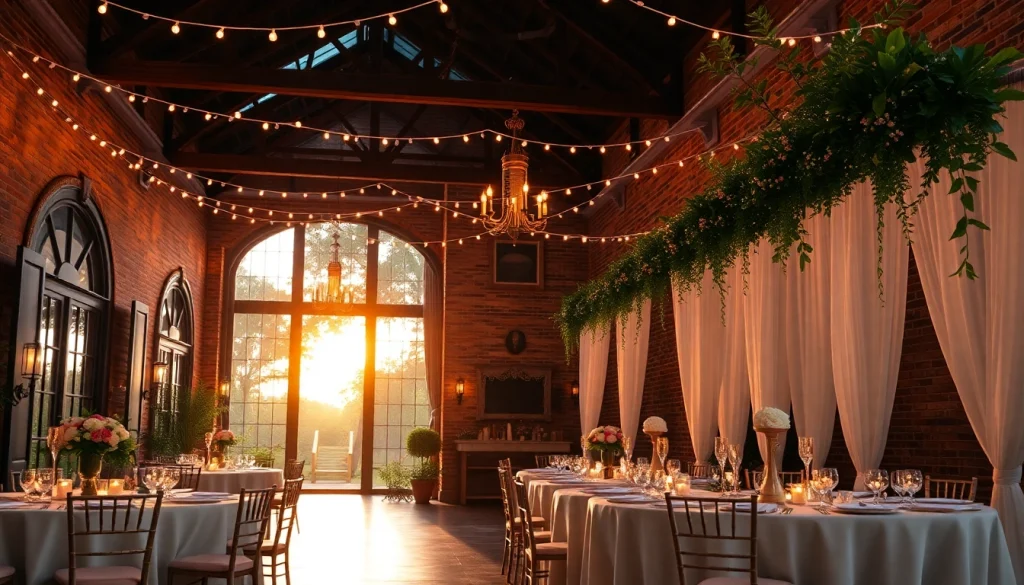 Capture the charm of a historic wedding venue Jacksonville FL with elegant decor and warm sunset lighting.