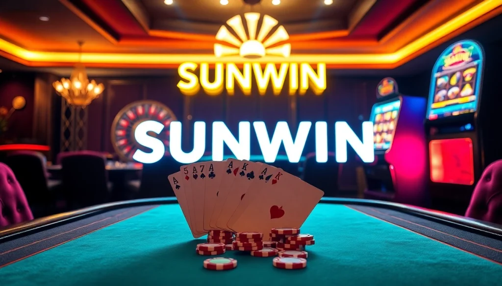 Experience winning strategies at SUNWIN's vibrant poker table bustling with excitement.