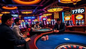 Experience the excitement of 789p with players at a vibrant casino table surrounded by thrilling games.