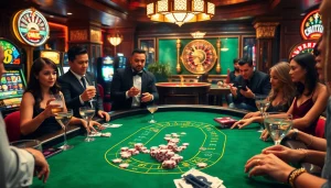 thabet casino poker table with players betting in an exciting atmosphere