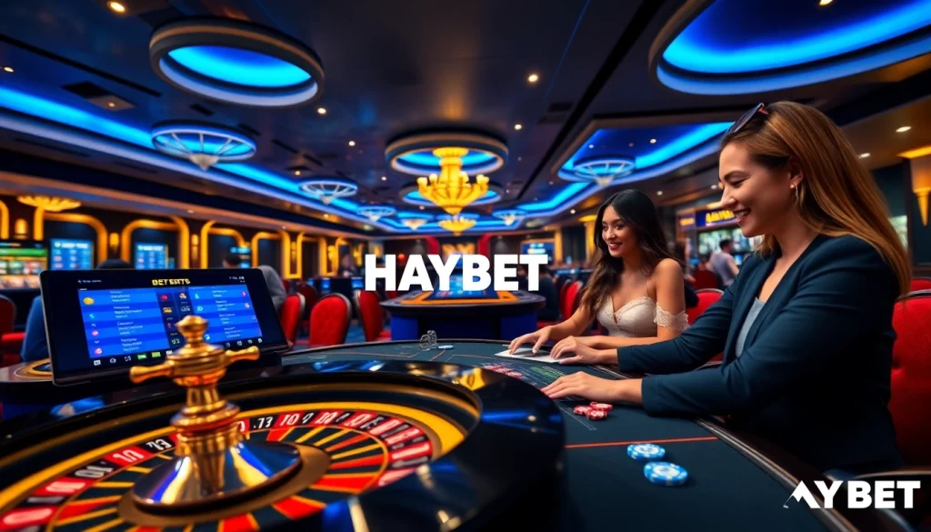 Experience HAYBET’s virtual casino with players engaging at high-stakes tables.