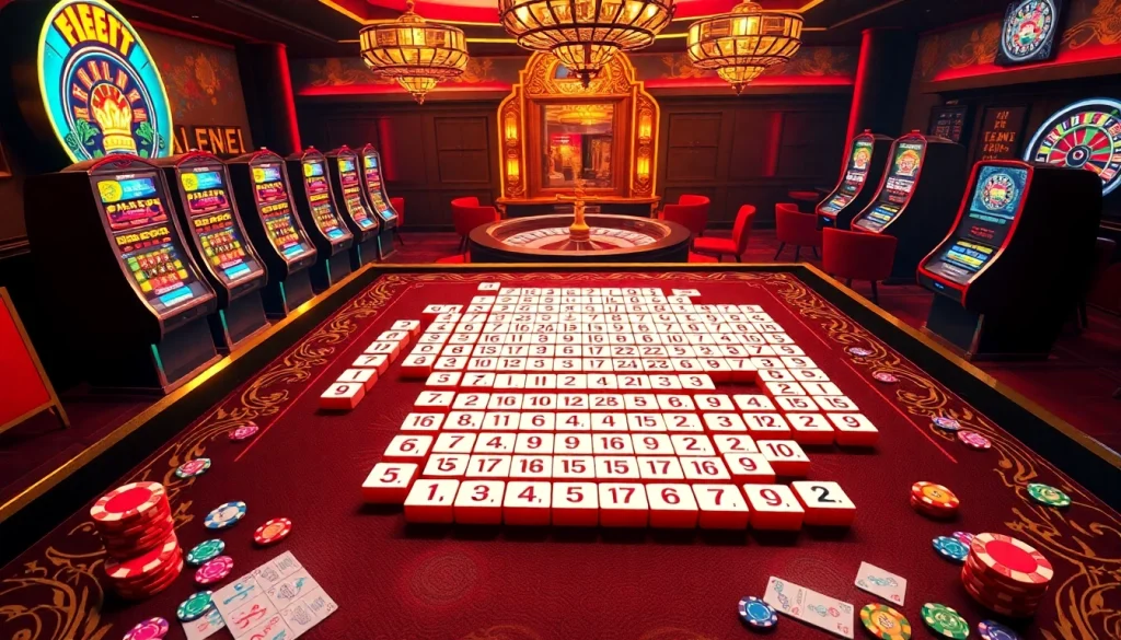 Engage in רמיקוב אונליין with vibrant casino elements showcasing digital gameplay and excitement.