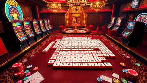 Engage in רמיקוב אונליין with vibrant casino elements showcasing digital gameplay and excitement.