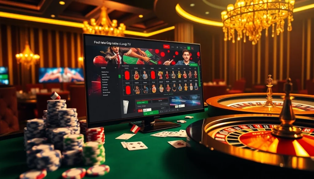 Lương Sơn TV offers an exciting online gambling experience with vibrant casino visuals, poker chips, and quality graphics.