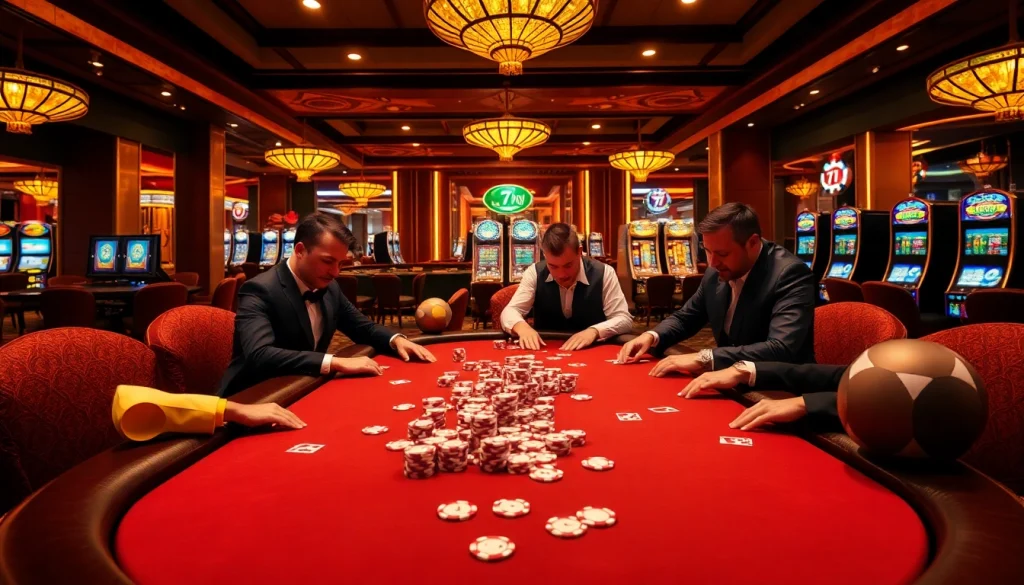 Enjoying a thrilling game at the 79king casino table with high-stakes poker chips and cards.