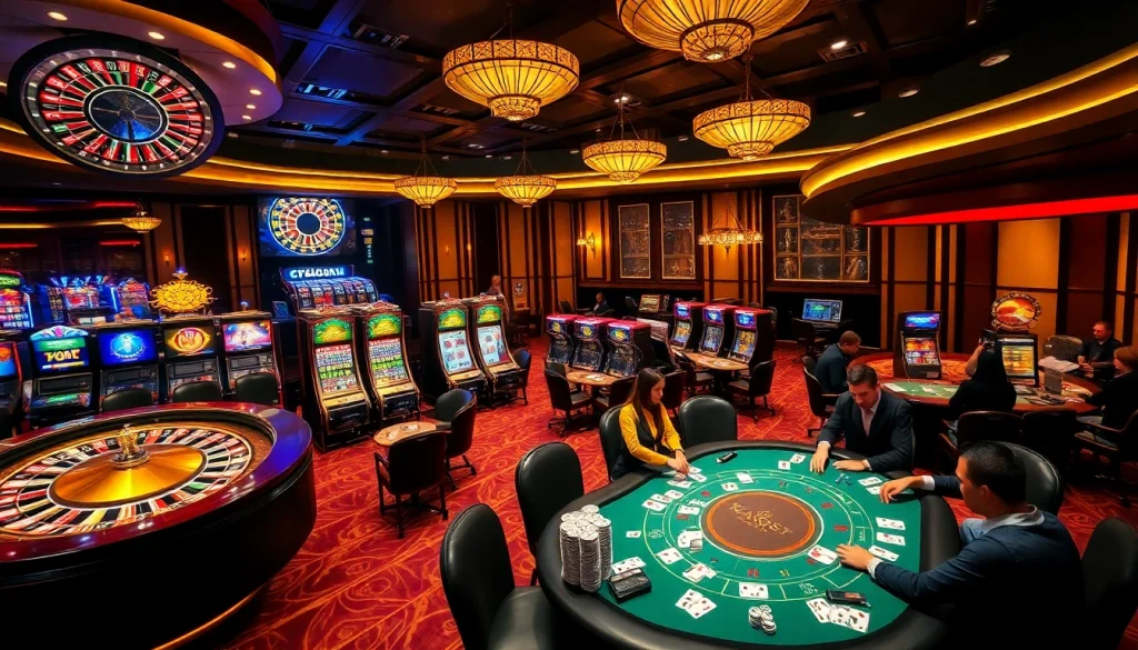 Players enjoying exhilarating games at xo88.quest's luxurious casino floor.