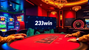 Experience the thrill of poker at 23win with a lively casino backdrop filled with excitement.