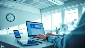 在现代办公环境中体验 QuickQ VPN 应用界面，访问 quickq官网。