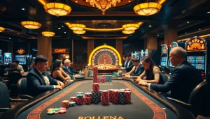 Exciting casino atmosphere with players engaging in games, guided by migration lawyer Sydney expertise.