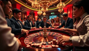 Players strategizing at a roulette table, enhancing their BDTK1 gambling game.
