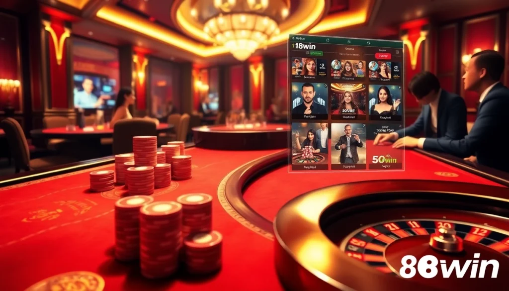 Experience the thrill of online gambling at 18win with luxurious casino gaming visuals.