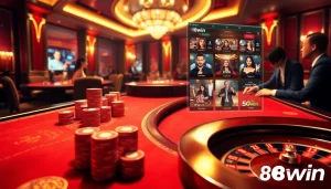 Experience the thrill of online gambling at 18win with luxurious casino gaming visuals.