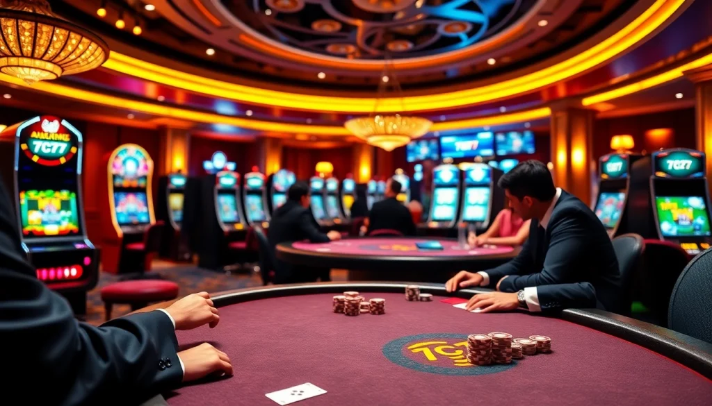 Experience thrilling gameplay at https://www.7c77.app/ with exciting poker and slot machines in a luxurious casino.