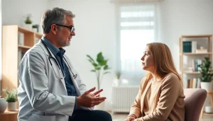 Buy xanax online in a health setting with doctor and patient discussing options.