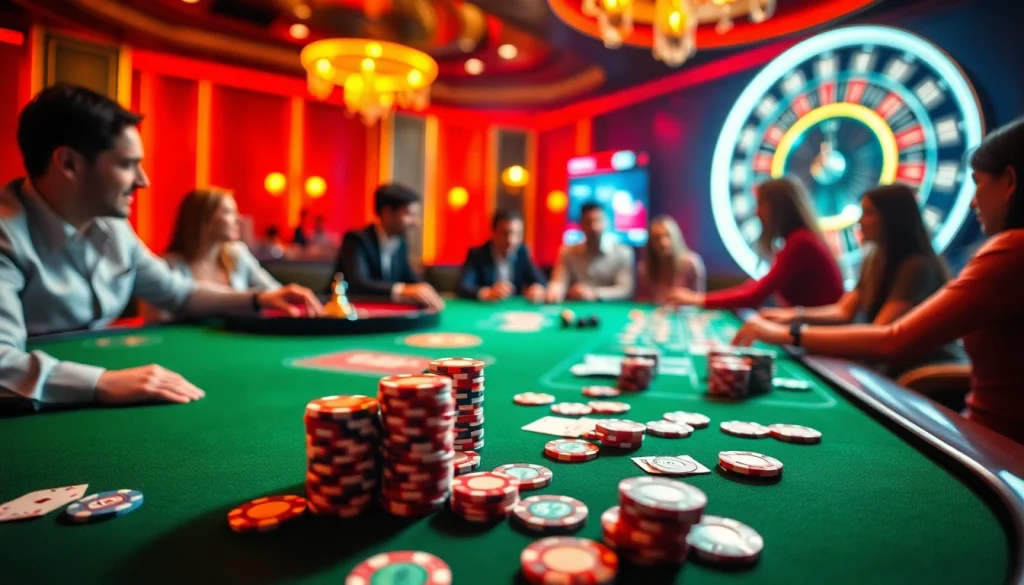 Experience excitement at the F8bet casino table with vibrant poker chips and vibrant gameplay.